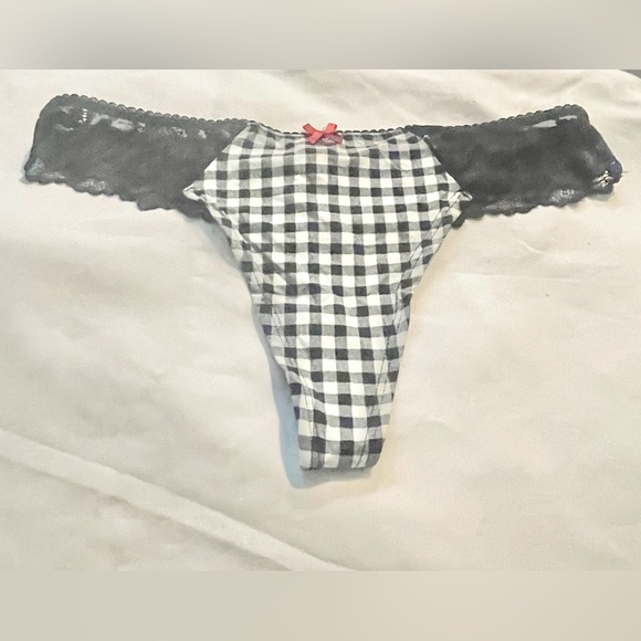 Sz L La vie en rose thong Checkered black & white NWT - Picture 1 of 2